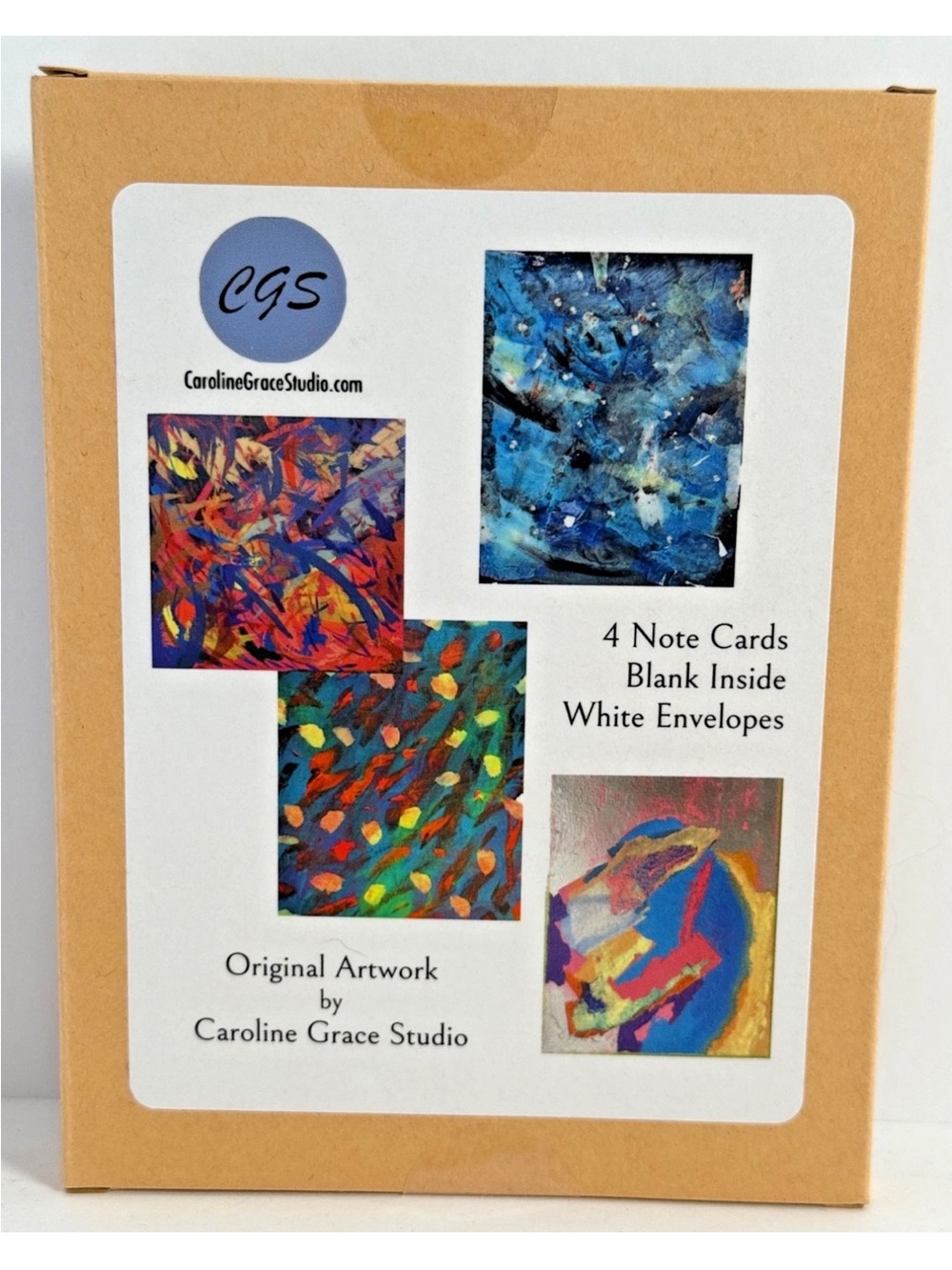 Note Cards Set of 4 w/envelopes Reproductions of Original Art by Caroline Grace
